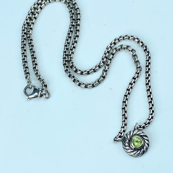 Sterling Silver and 14k Gold David Yurman Peridot "Cookie" Necklace 14.3g JR9141